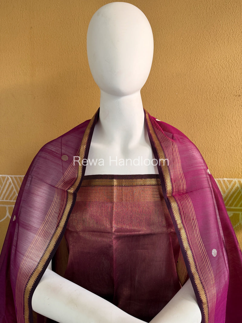 Maheshwari Magenta Tissue Top Dupatta Sets TBTS108
