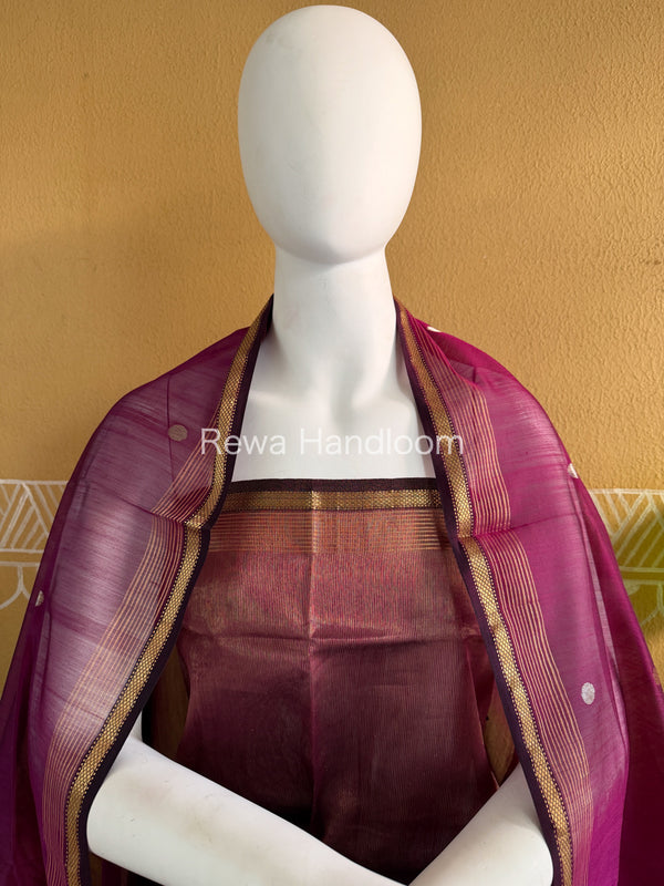 Maheshwari Magenta Tissue Top Dupatta Sets TBTS108
