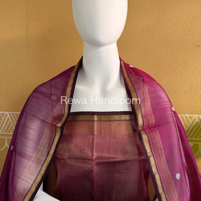Maheshwari Magenta Tissue Top Dupatta Sets TBTS108