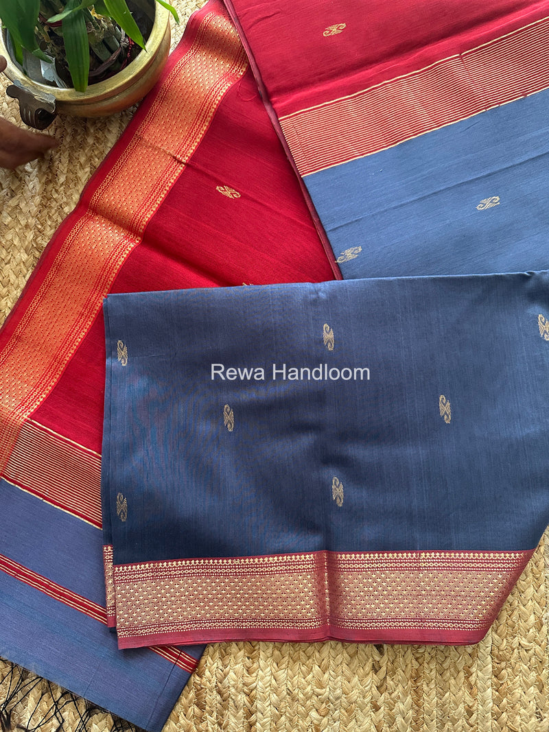 Maheshwari Charcoal Grey Aami Butti Saree SBT0090