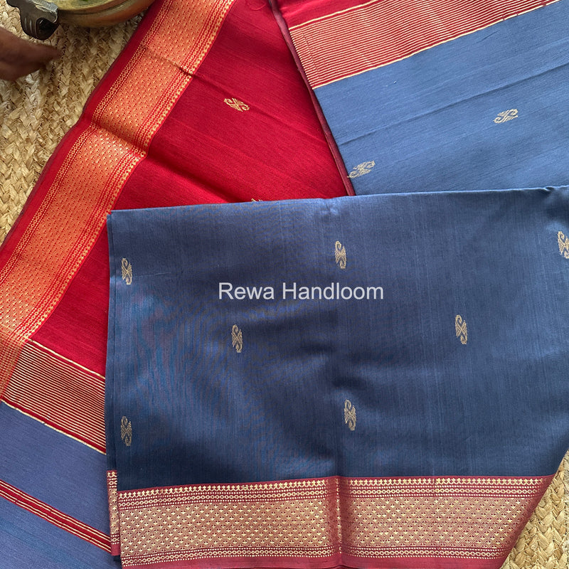 Maheshwari Charcoal Grey Aami Butti Saree SBT0090