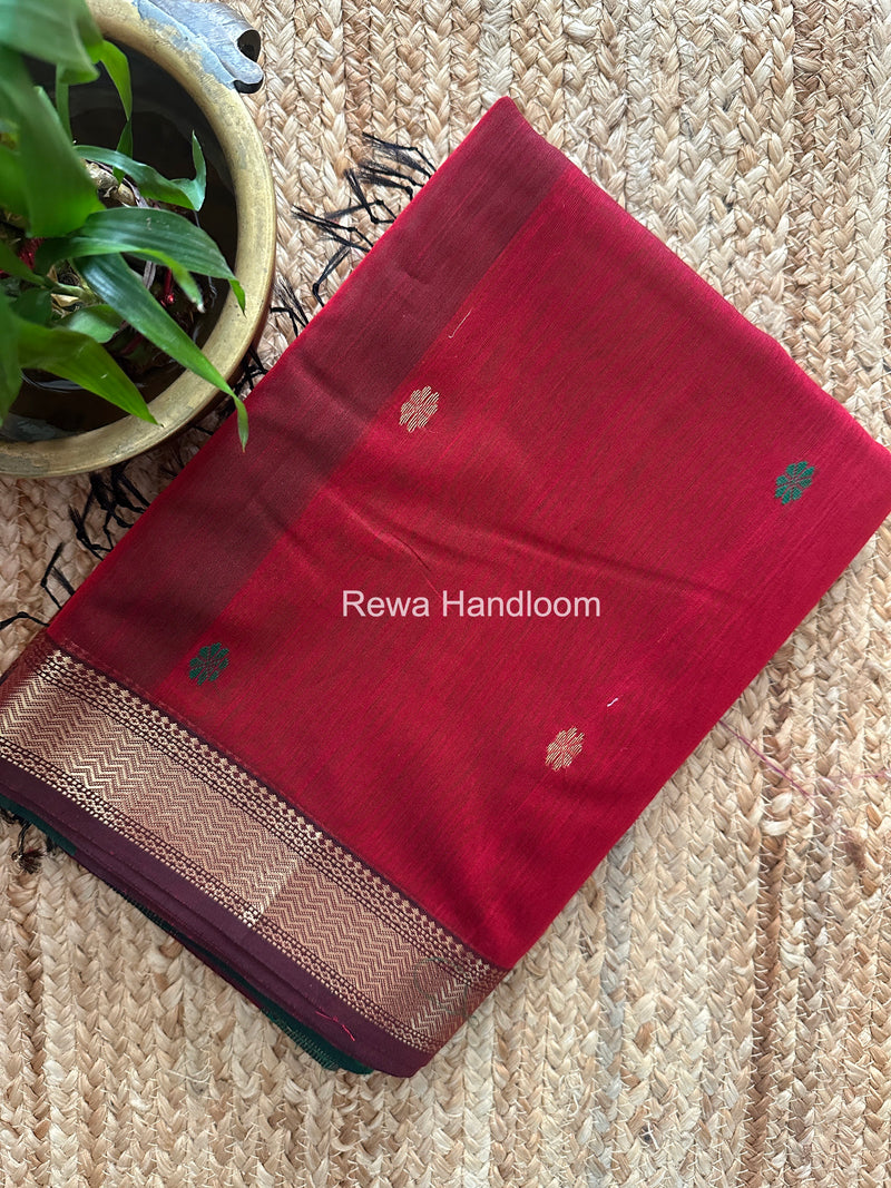 Maheshwari Red Aami Butti Saree SBT0088
