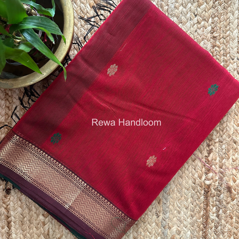 Maheshwari Red Aami Butti Saree SBT0088