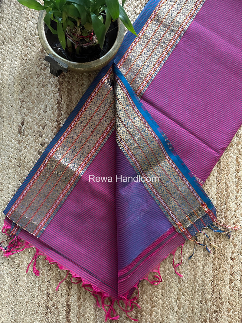 Maheshwari Magenta Garbha Reshami Rich Pallu Silk Saree GRS013
