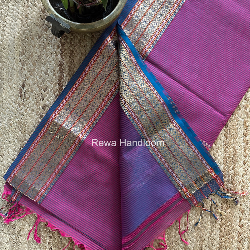 Maheshwari Magenta Garbha Reshami Rich Pallu Silk Saree GRS013