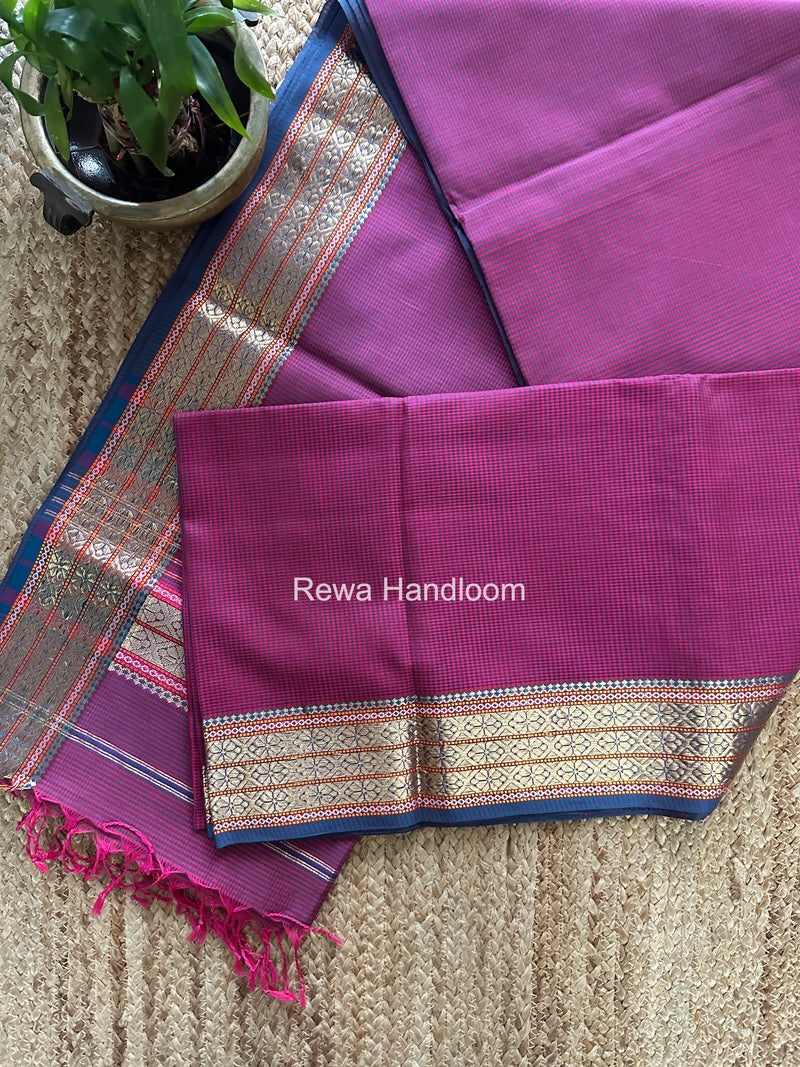 Maheshwari Magenta Garbha Reshami Rich Pallu Silk Saree GRS013