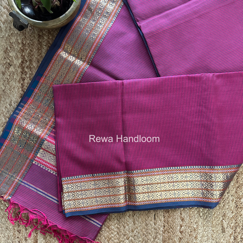 Maheshwari Magenta Garbha Reshami Rich Pallu Silk Saree GRS013