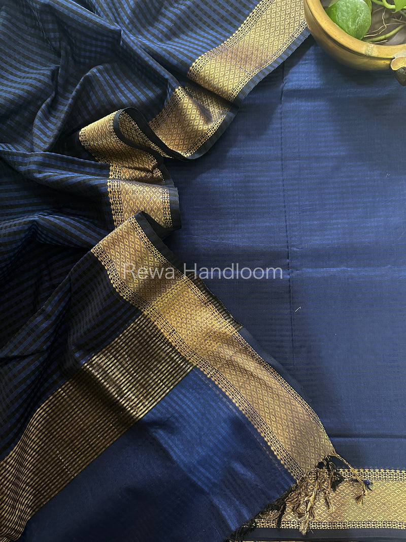 Maheshwari Blue Checks Dress Material CPT01