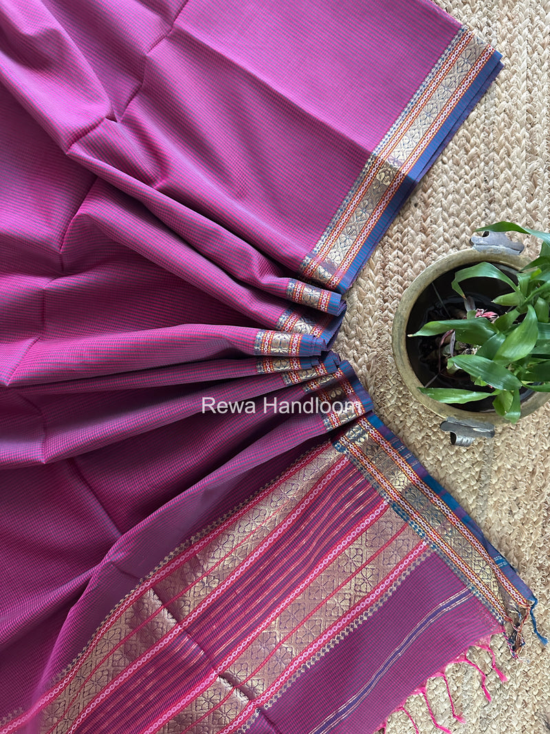 Maheshwari Magenta Garbha Reshami Rich Pallu Silk Saree GRS013