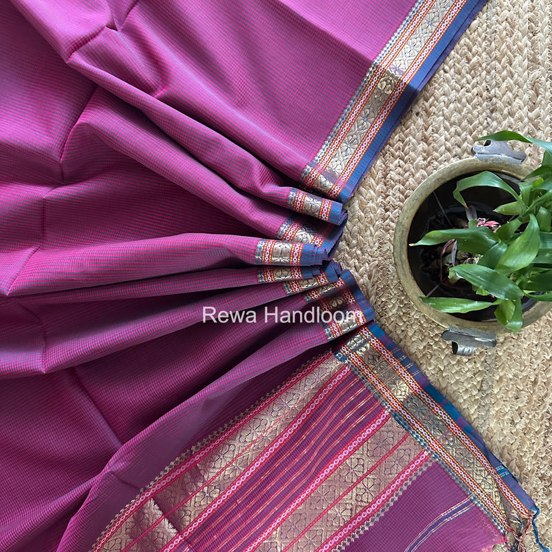 Maheshwari Magenta Garbha Reshami Rich Pallu Silk Saree GRS013