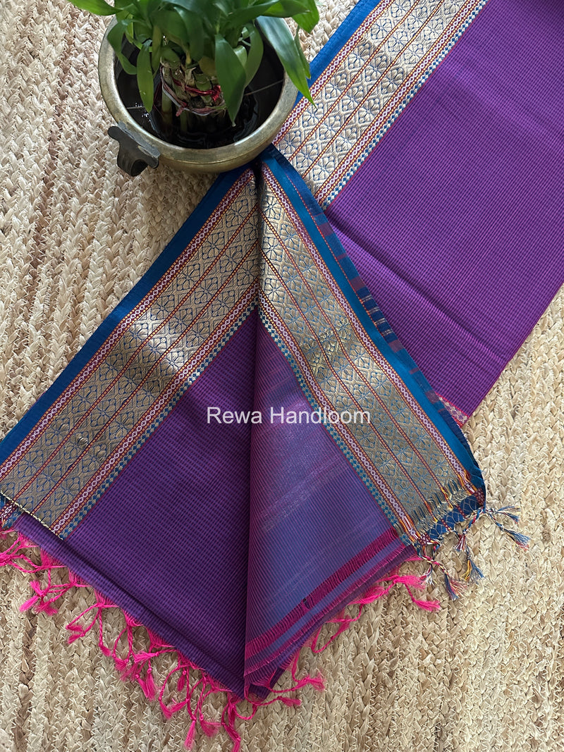 Maheshwari Purple Garbha Reshami Rich Pallu Silk Saree GRS016