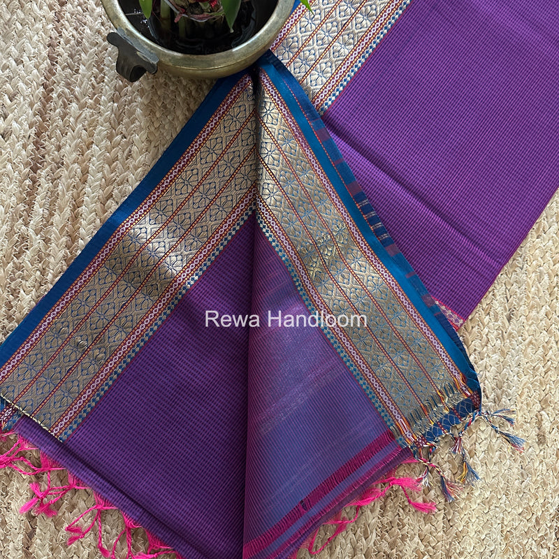 Maheshwari Purple Garbha Reshami Rich Pallu Silk Saree GRS016