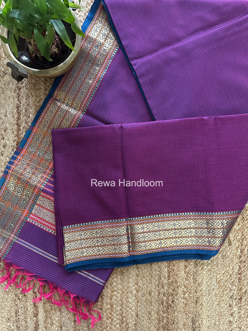 Maheshwari Purple Garbha Reshami Rich Pallu Silk Saree GRS016