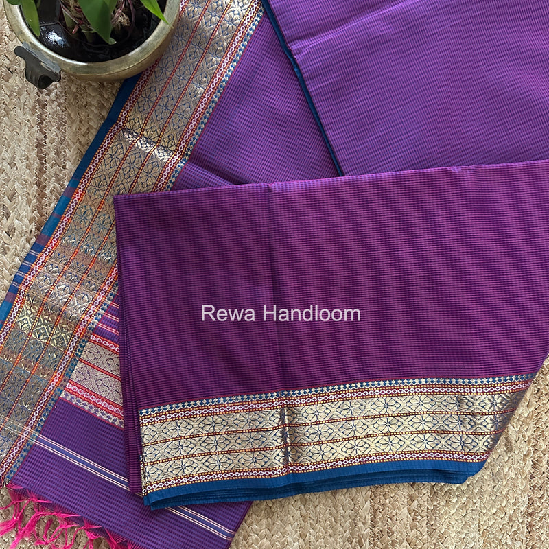 Maheshwari Purple Garbha Reshami Rich Pallu Silk Saree GRS016