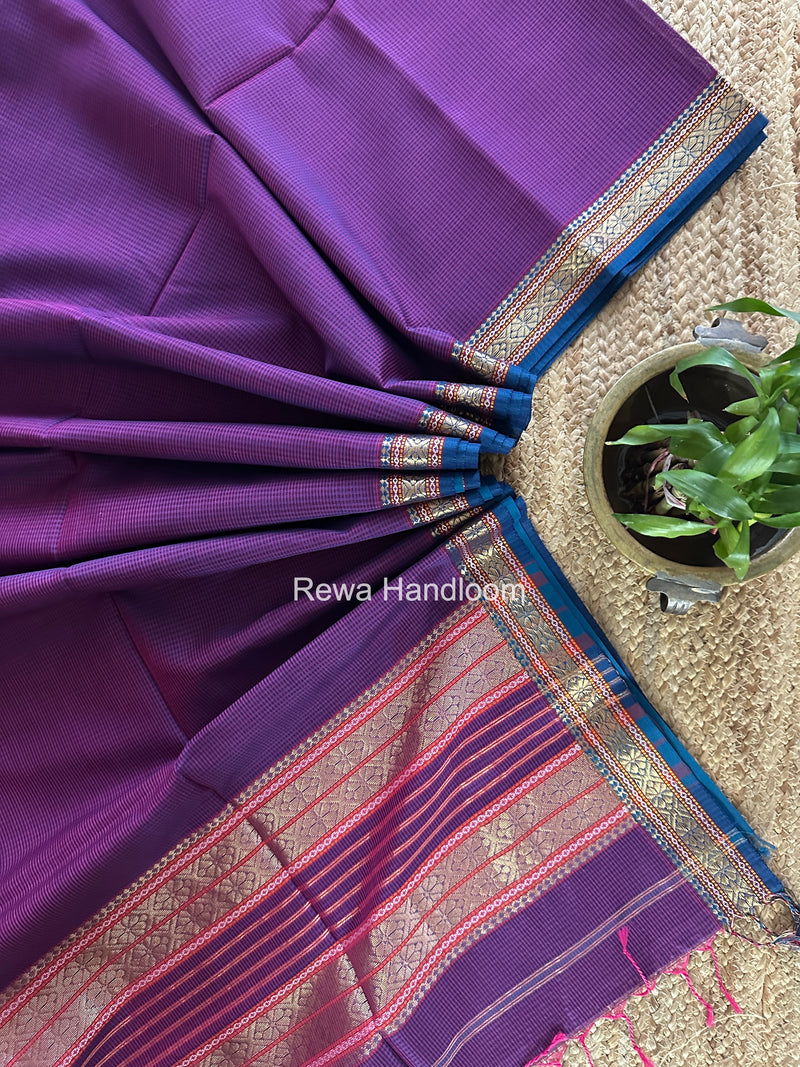 Maheshwari Purple Garbha Reshami Rich Pallu Silk Saree GRS016