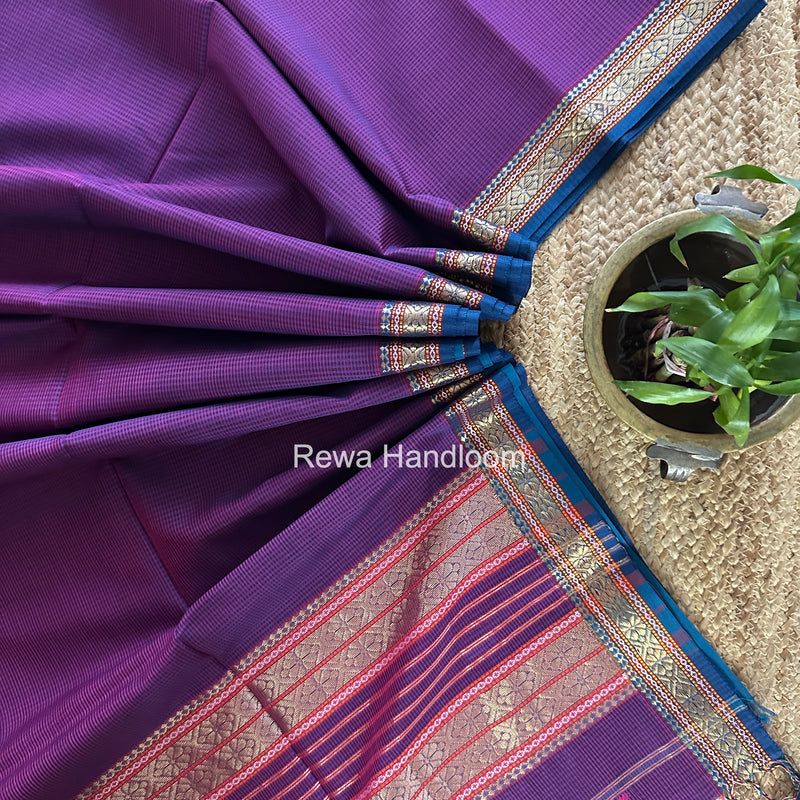 Maheshwari Purple Garbha Reshami Rich Pallu Silk Saree GRS016
