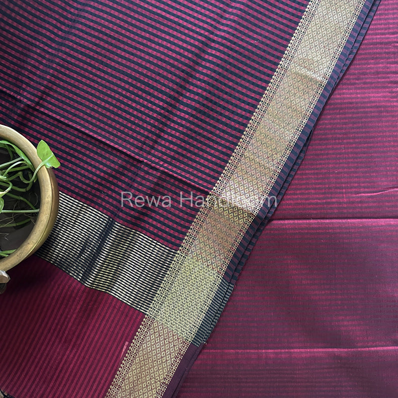 Maheshwari Wine Checks Dress Material CPT05