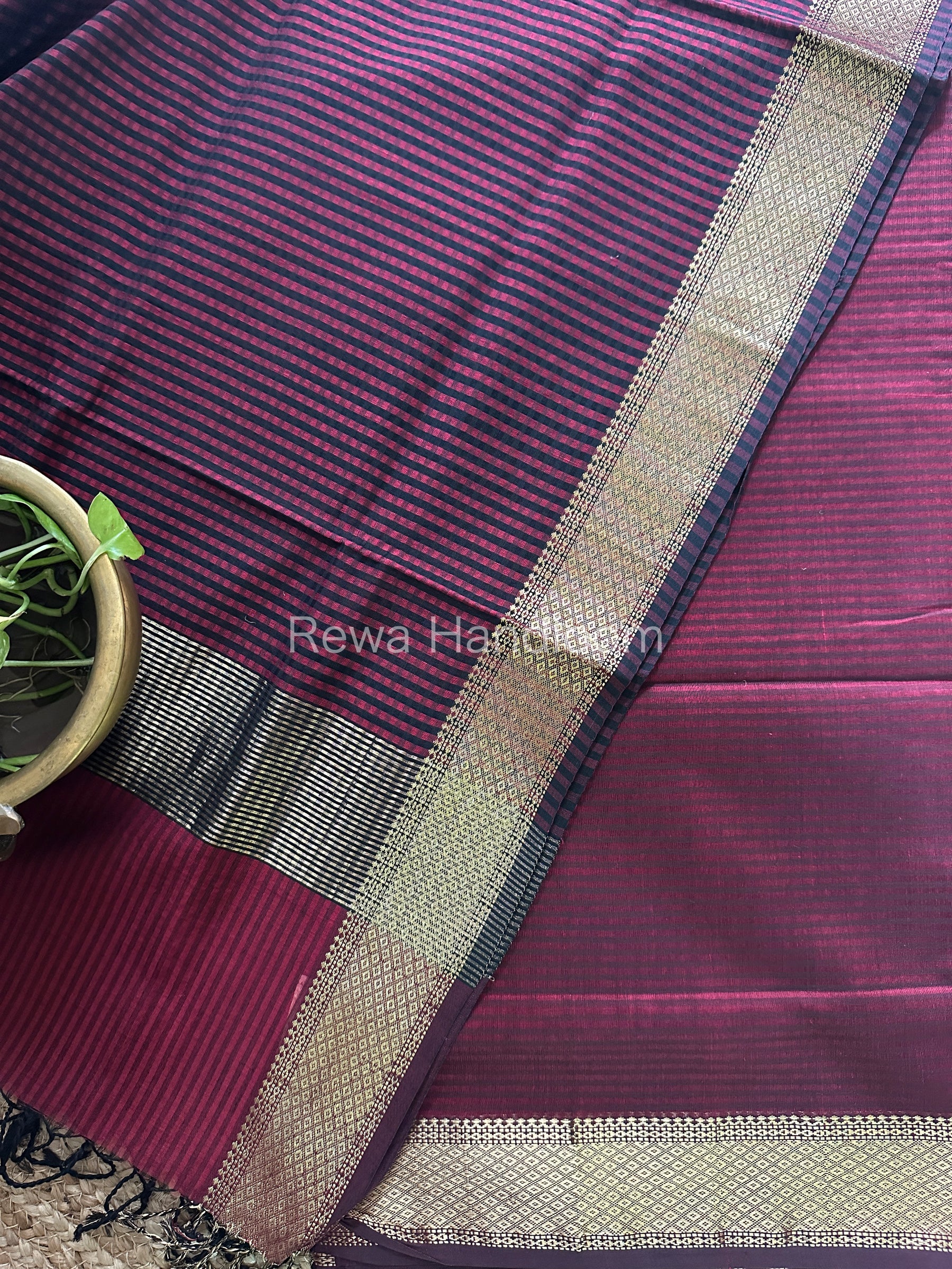 Maheshwari Wine Checks Dress Material-CPT05