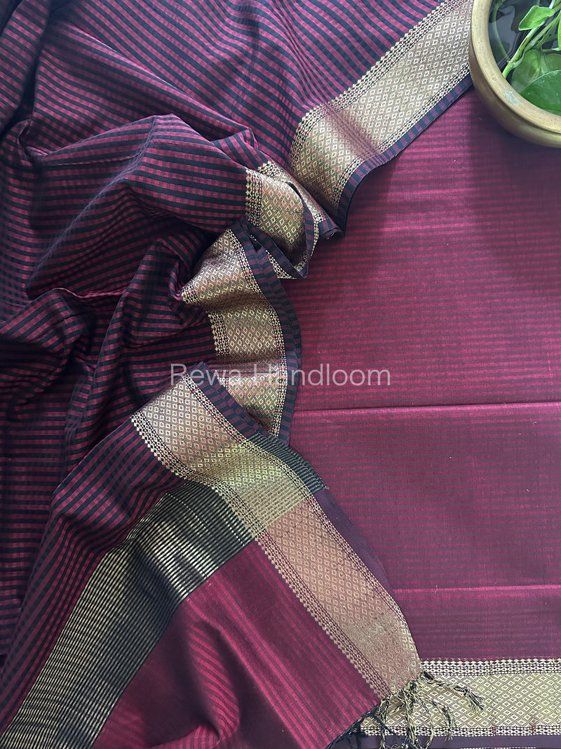 Maheshwari Wine Checks Dress Material CPT05
