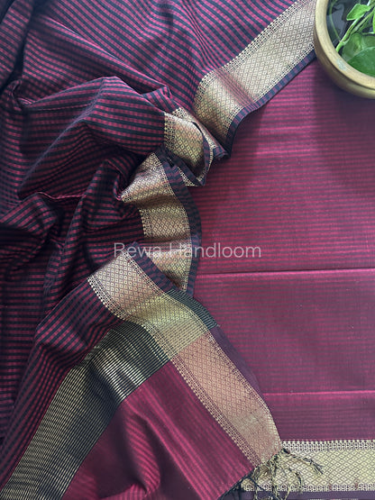 Maheshwari Wine Checks Dress Material CPT05