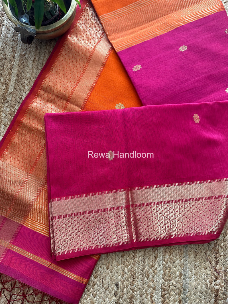 Maheshwari Rani Pink Flower Butti Saree JBS093