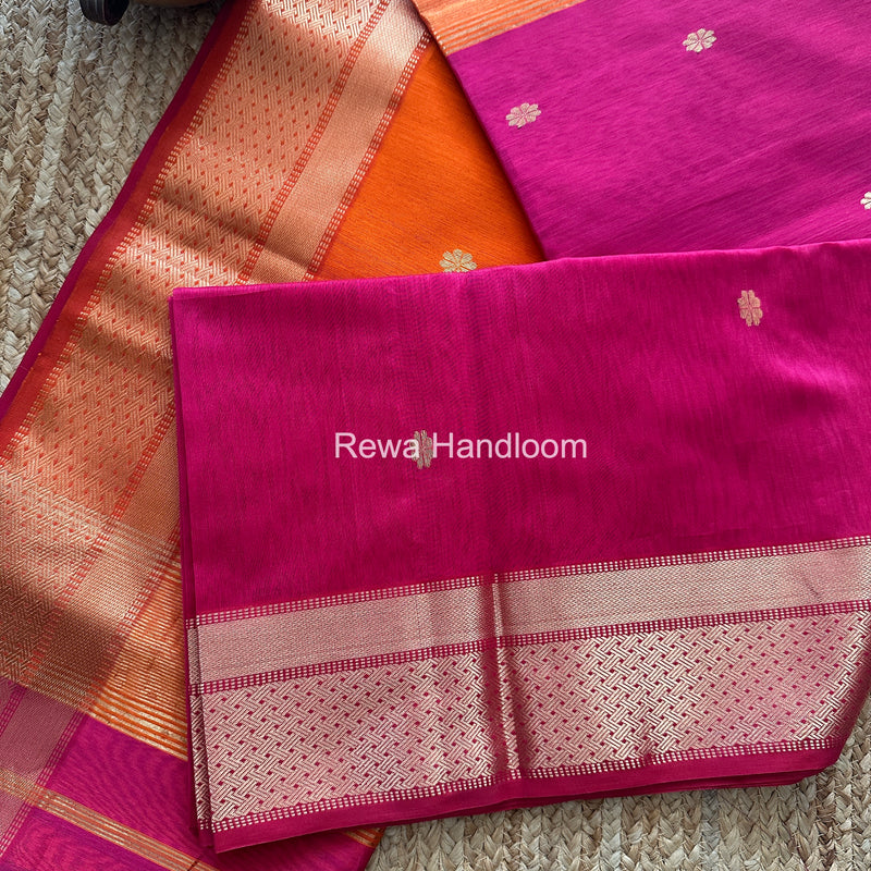 Maheshwari Rani Pink Flower Butti Saree JBS093