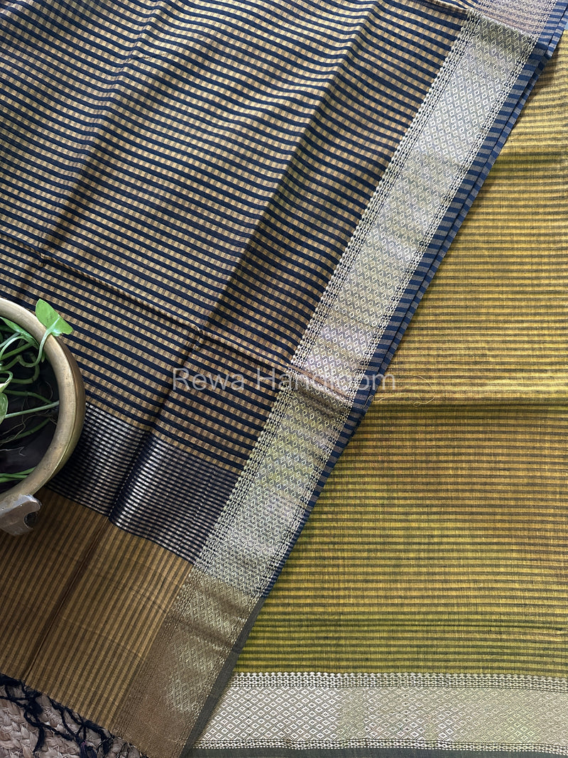 Maheshwari Mustard Yellow Checks Dress Material CPT04