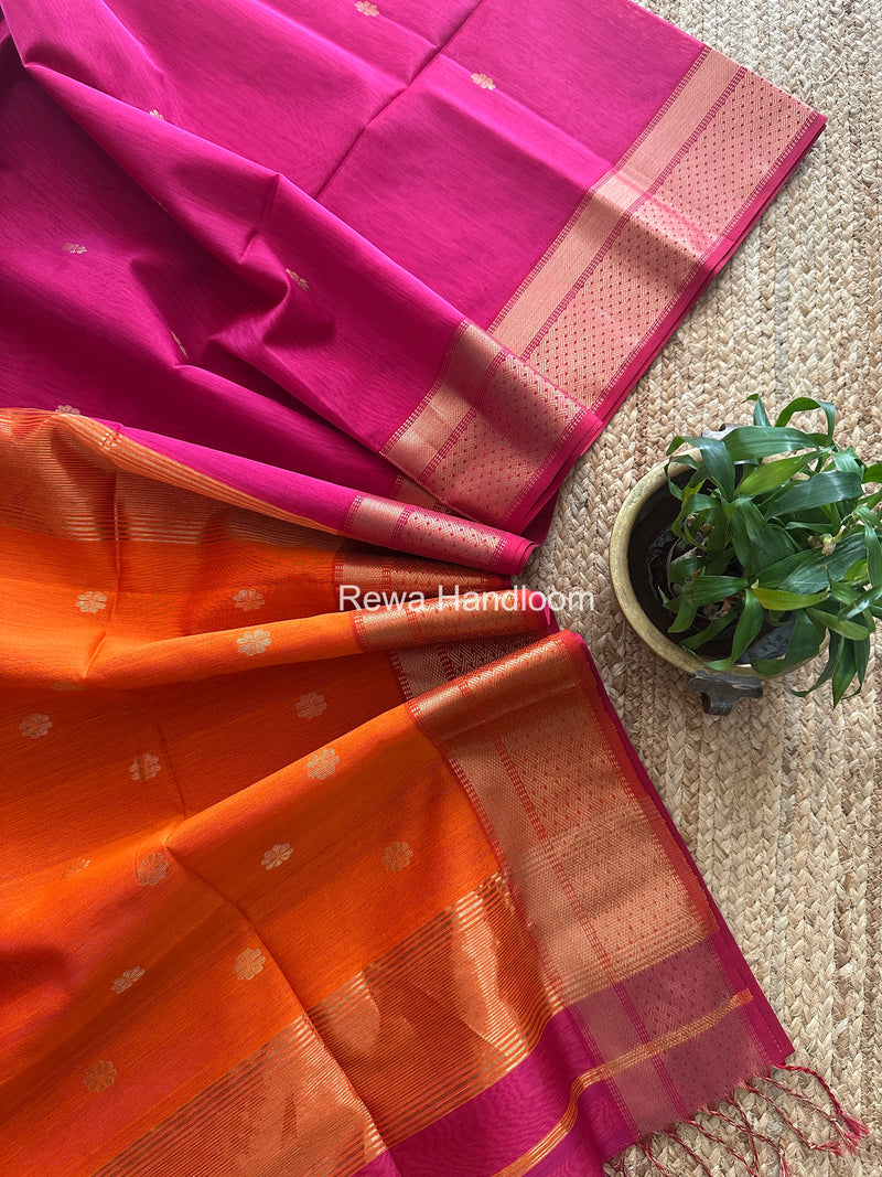 Maheshwari Rani Pink Flower Butti Saree JBS093