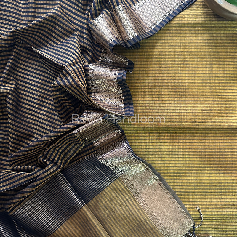 Maheshwari Mustard Yellow Checks Dress Material CPT04