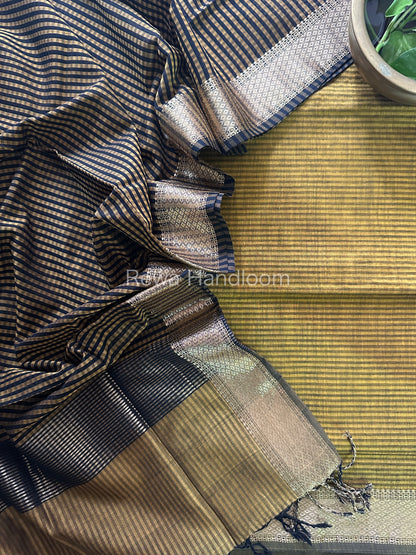 Maheshwari Mustard Yellow Checks Dress Material CPT04