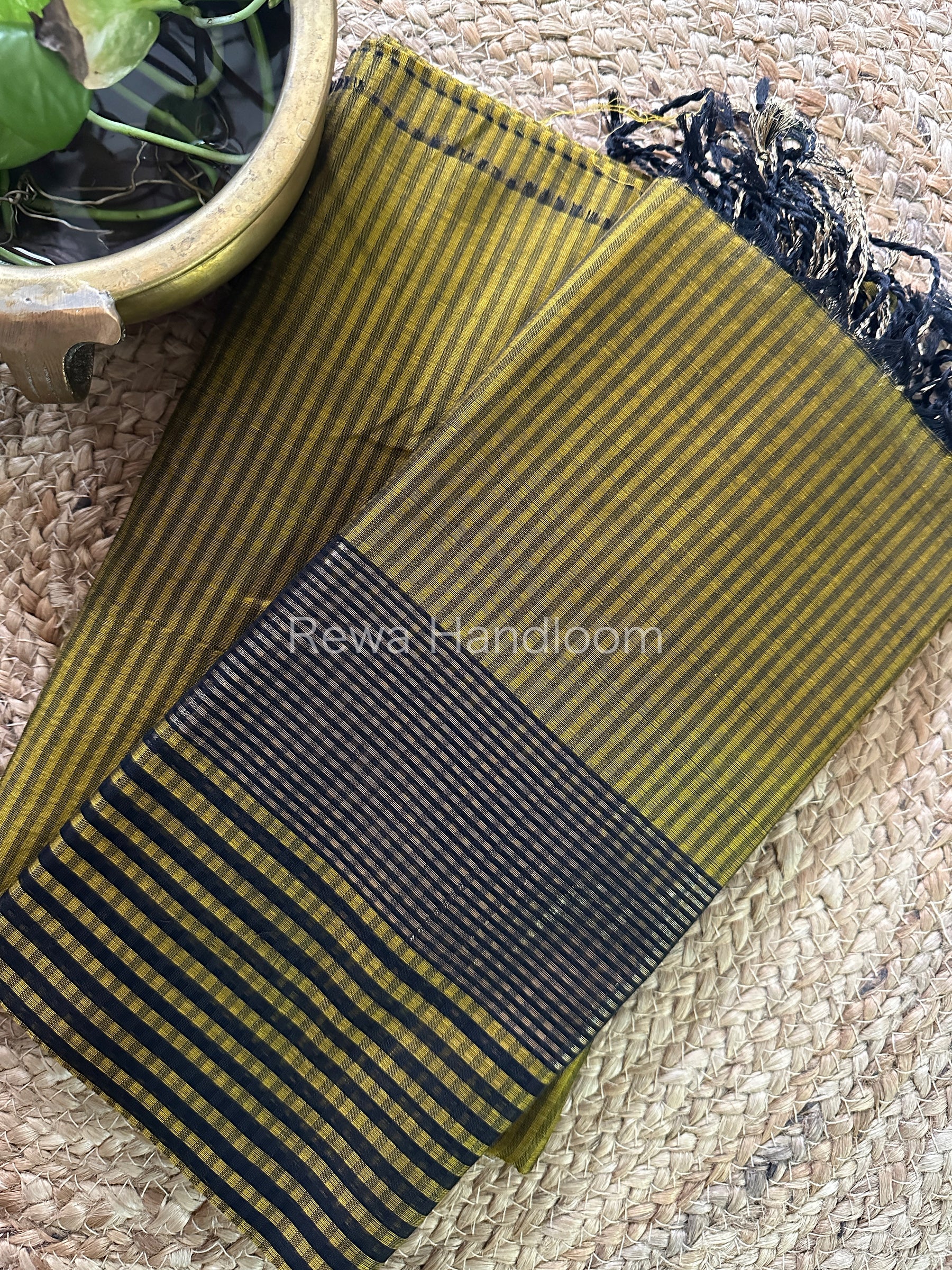 Maheshwari Mustard Green Checks Dress Material-CPT17