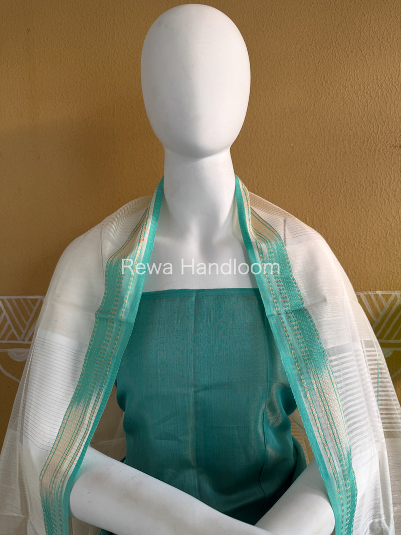 Maheshwari Light Sea Green Tissue Top Dupatta Sets TBTS113