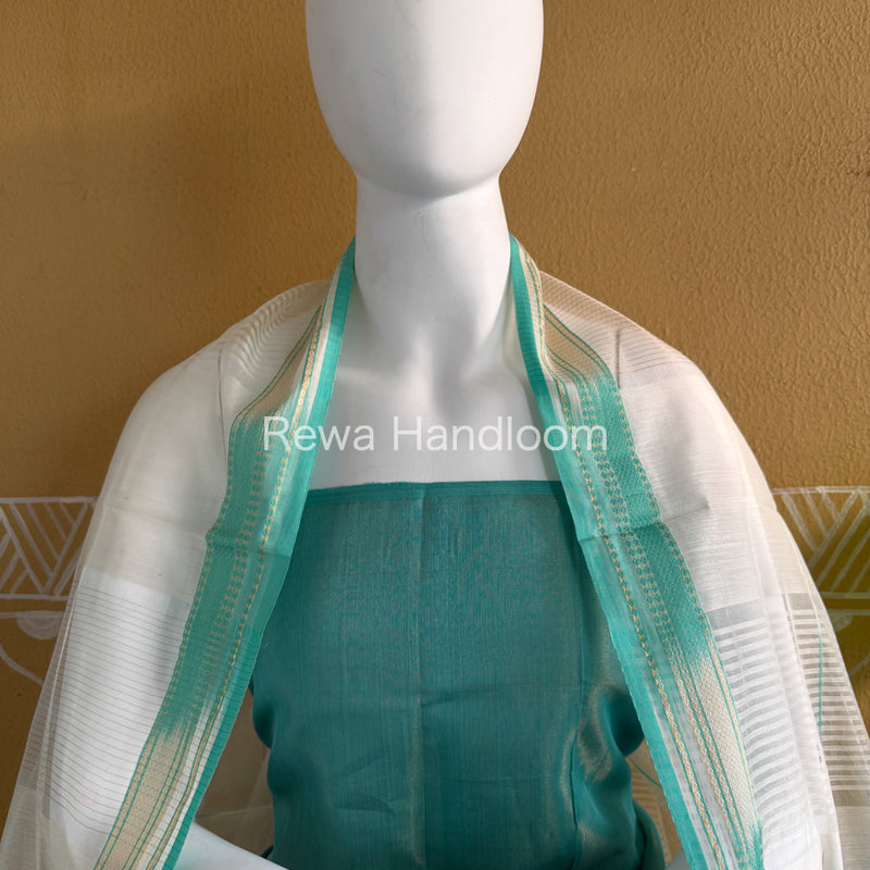 Maheshwari Light Sea Green Tissue Top Dupatta Sets TBTS113