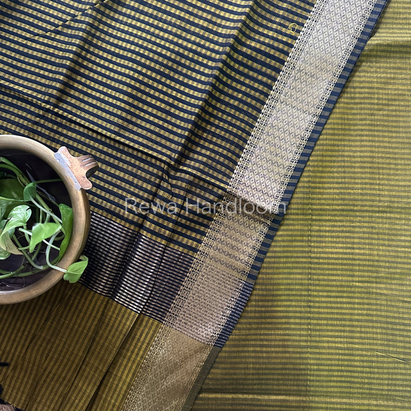 Maheshwari Mustard Green Checks Dress Material CPT17