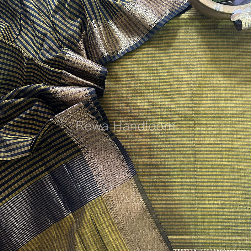 Maheshwari Mustard Green Checks Dress Material CPT17
