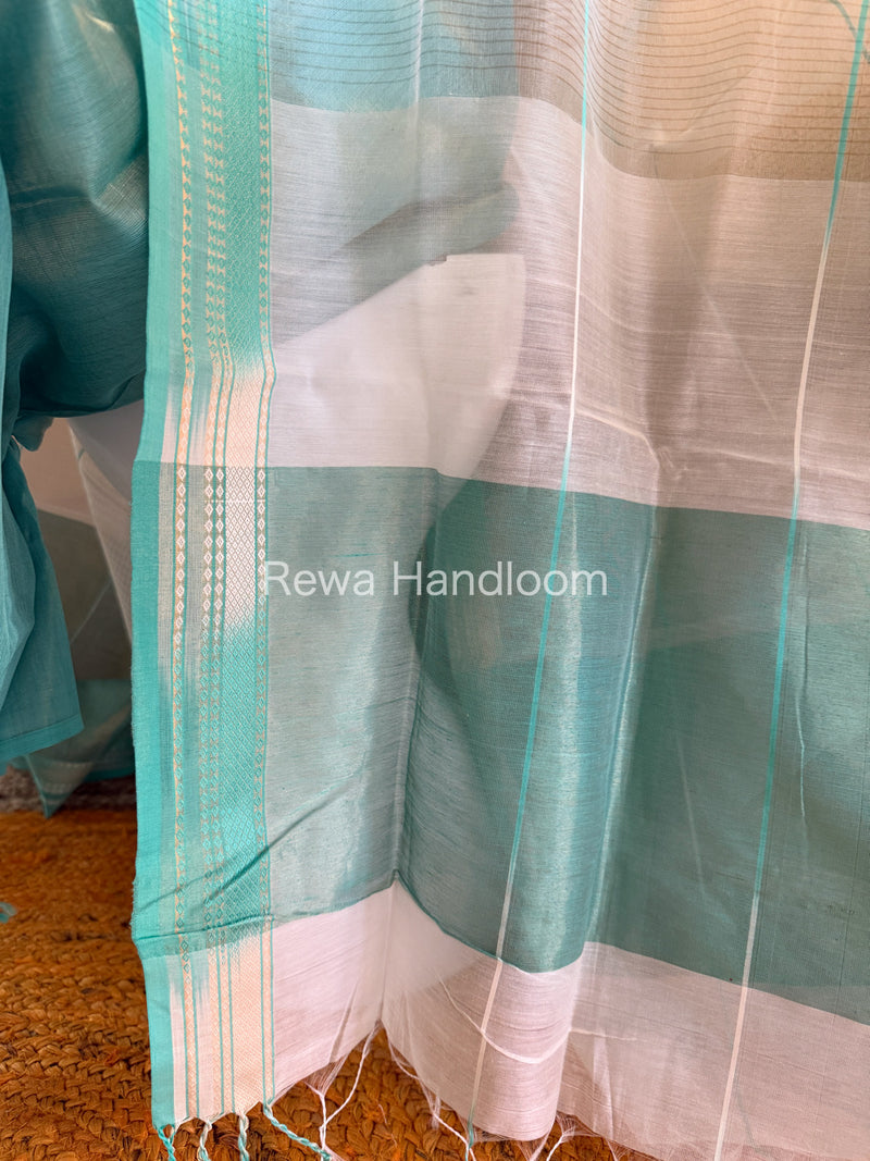 Maheshwari Light Sea Green Tissue Top Dupatta Sets TBTS113