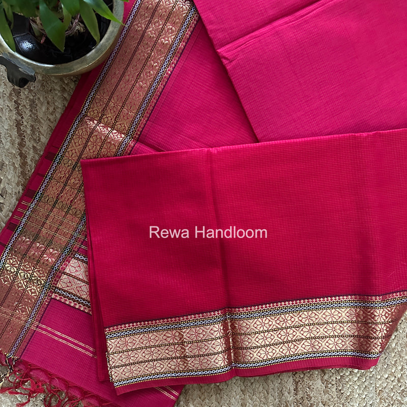 Maheshwari Rani Pink Garbha Reshami Rich Pallu Silk Saree GRS015