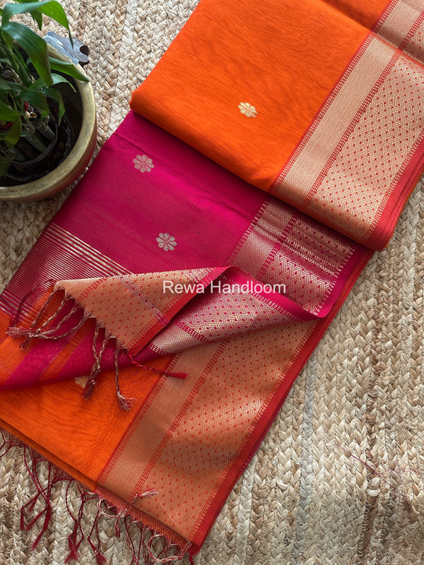 Flower Butti Maheshwari Saree
