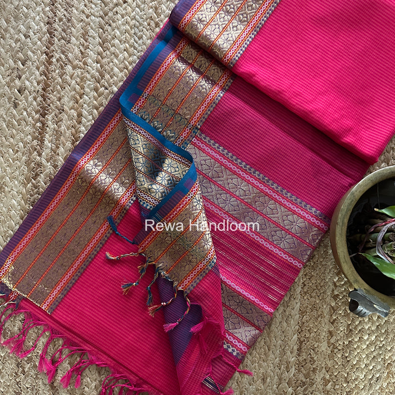Maheshwari Garbha Reshami Rich Pallu Silk Saree