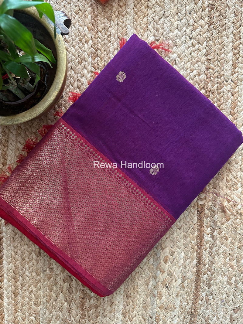 Maheshwari Purple Flower Skirt Butti Saree ZSB0142