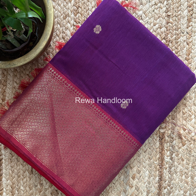 Maheshwari Purple Flower Skirt Butti Saree ZSB0142