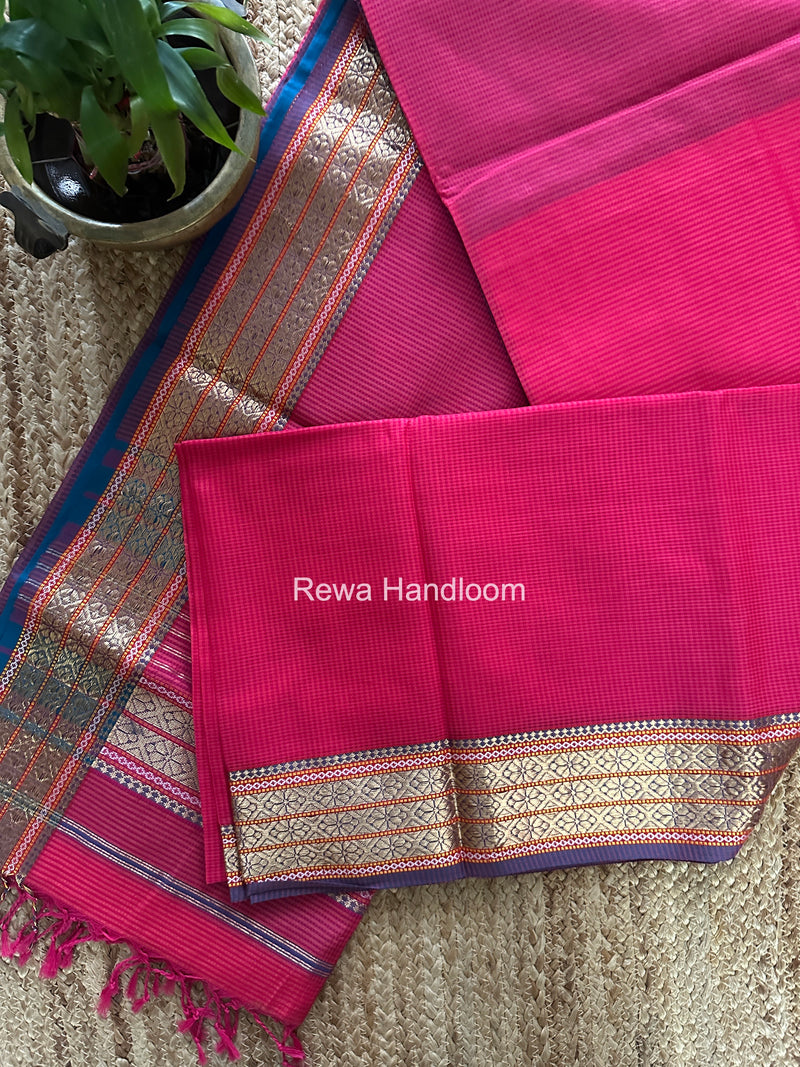 Maheshwari Fuchsia Pink Garbha Reshami Rich Pallu Silk Saree GRS012