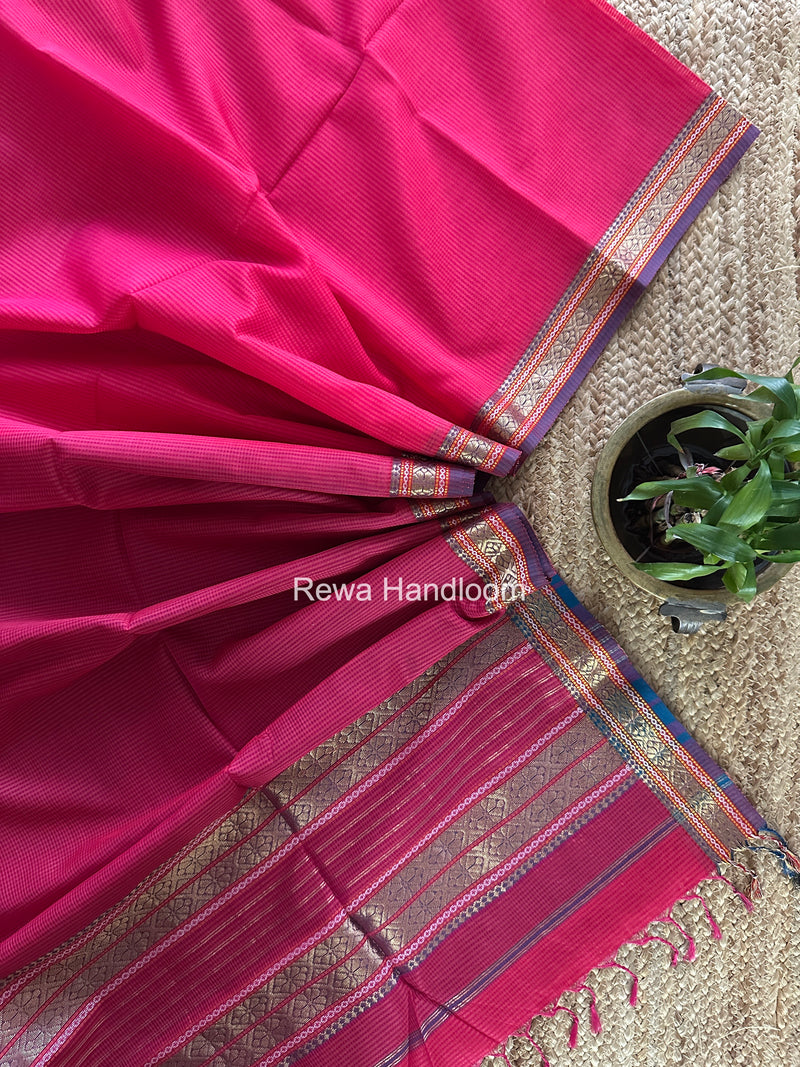 Maheshwari Fuchsia Pink Garbha Reshami Rich Pallu Silk Saree GRS012