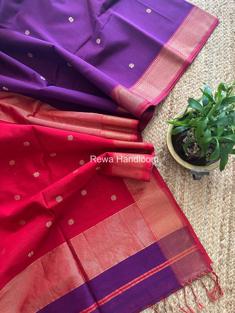 Maheshwari Purple Flower Skirt Butti Saree ZSB0142