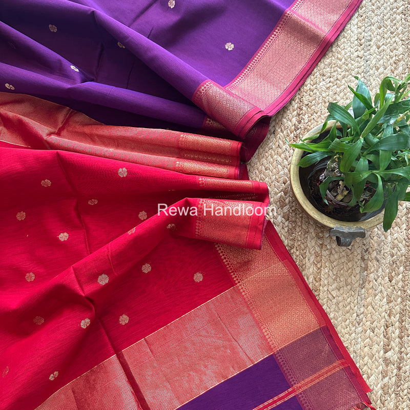 Maheshwari Purple Flower Skirt Butti Saree ZSB0142