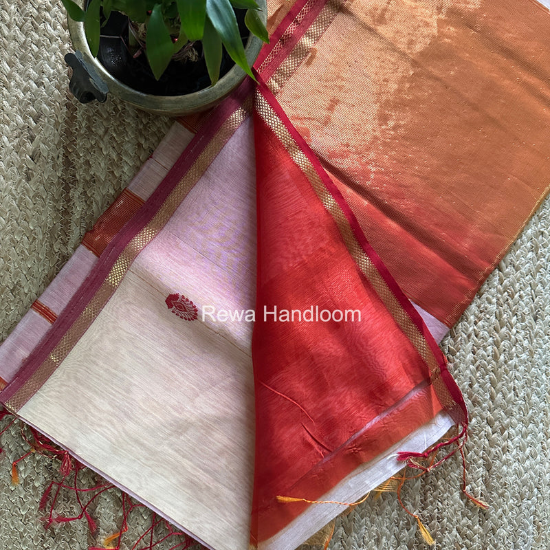 Maheshwari Light Peach Shaded Gajalakshmi Diya Butta Saree GKDB01
