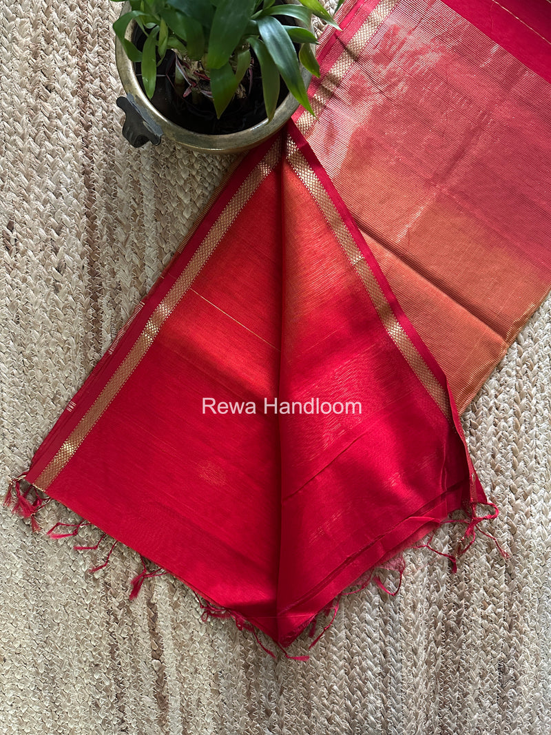 Maheshwari Red Shaded Gajalakshmi Diya Butta Saree GKDB02