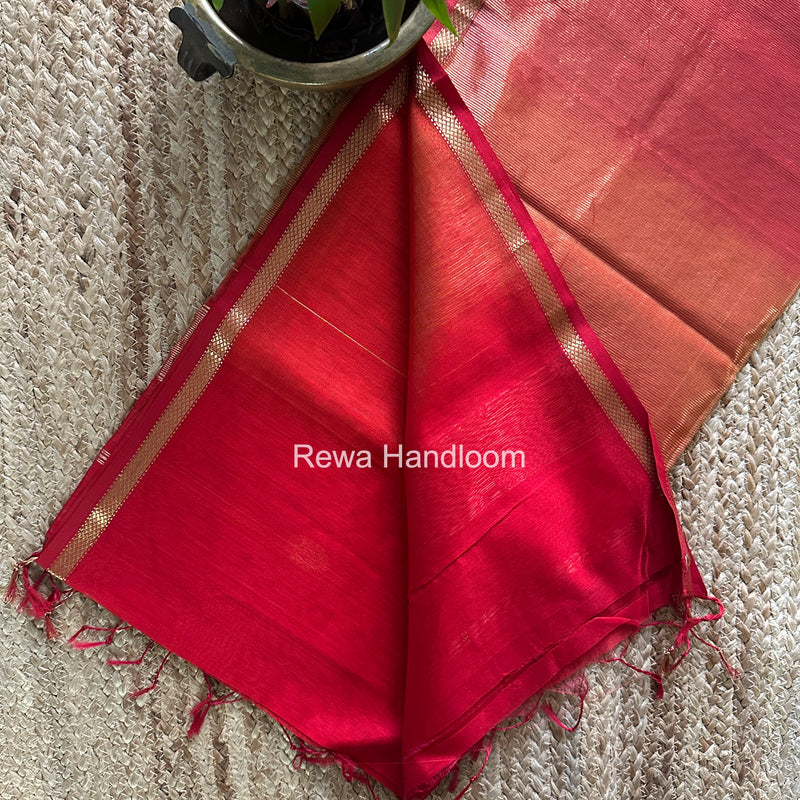 Maheshwari Red Shaded Gajalakshmi Diya Butta Saree GKDB02