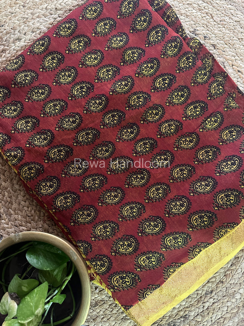 Maheshwari Red-Yellow Bagh Print Suit BSP102