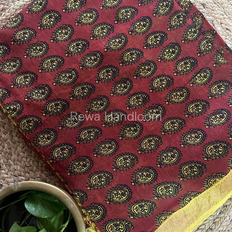 Maheshwari Red-Yellow Bagh Print Suit BSP102